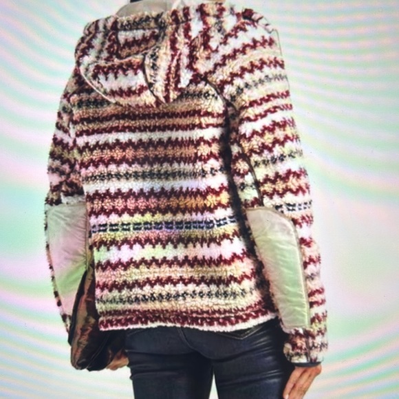 Rag & Bone Ivory Multi Fair Isle Hoodie Sherpa Zip Jacket - Picture 4 of 12